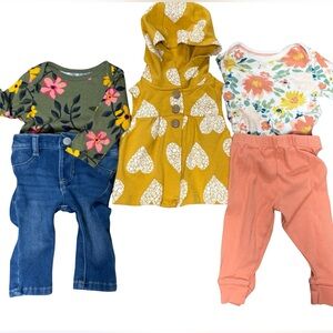 Floral Baby Outfit Set with Jeans and Hoodie 
3-6 months